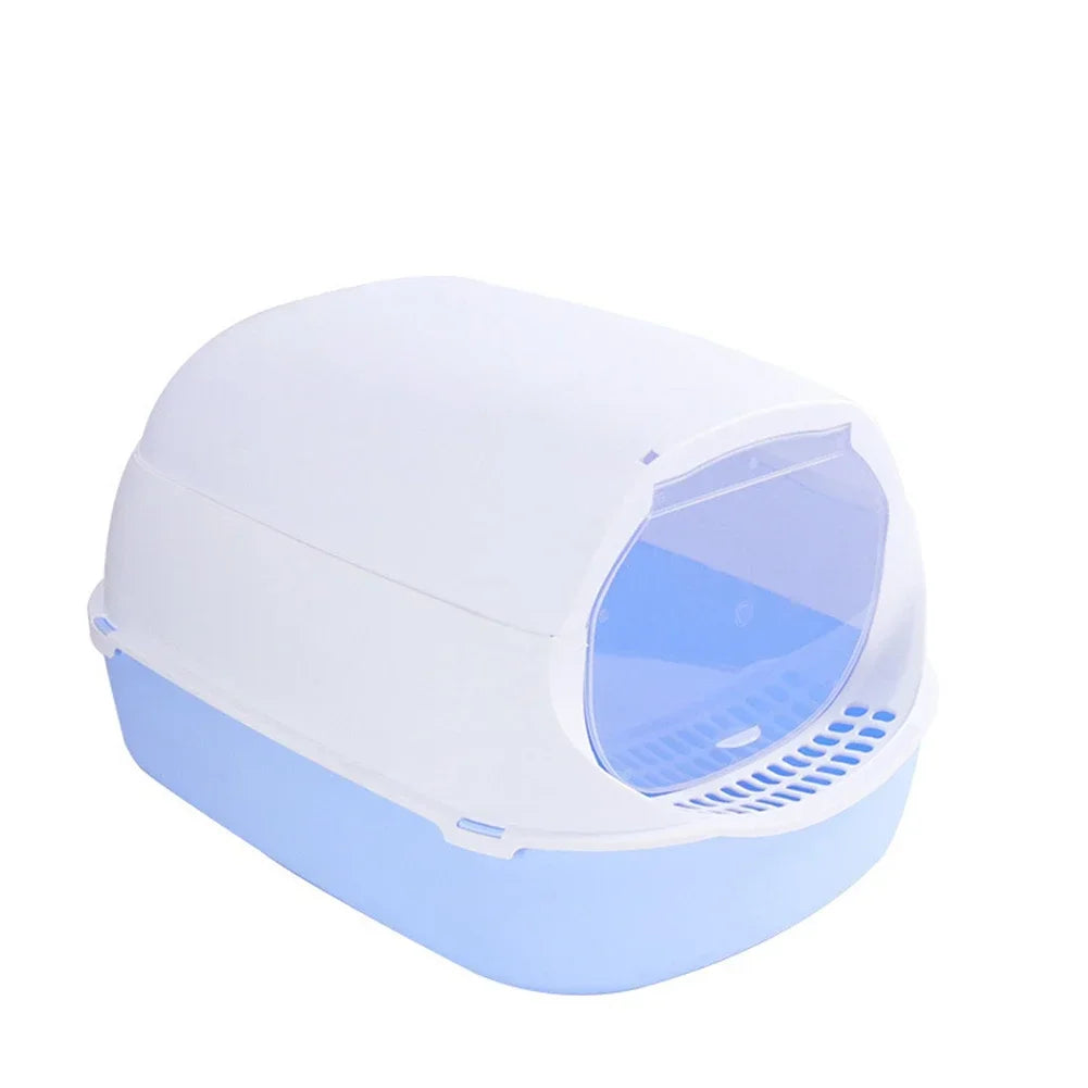 Semi-Enclosed Cat Litter Box Splash-Proof Tray