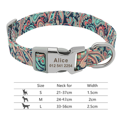 Personalized Adjustable Nylon Dog Collar with Name Buckle