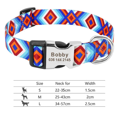 Personalized Adjustable Nylon Dog Collar with Name Buckle