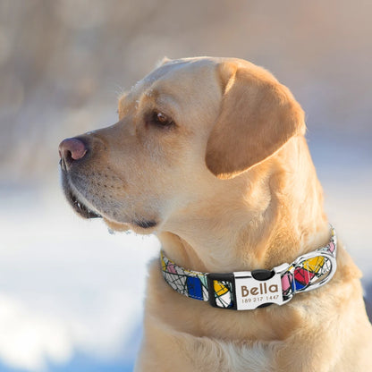 Personalized Adjustable Nylon Dog Collar with Name Buckle