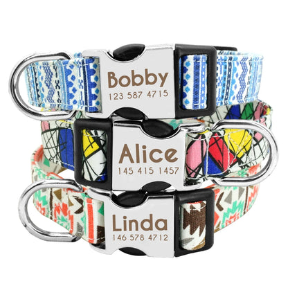 Personalized Adjustable Nylon Dog Collar with Name Buckle