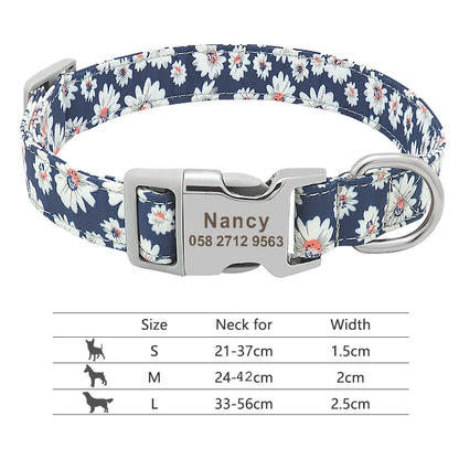 Personalized Adjustable Nylon Dog Collar with Name Buckle