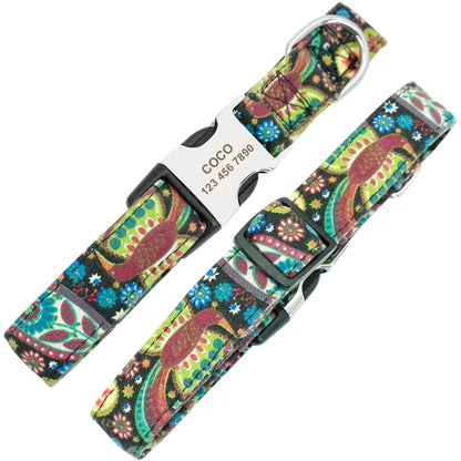 Personalized Adjustable Nylon Dog Collar with Name Buckle