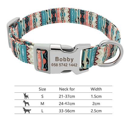Personalized Adjustable Nylon Dog Collar with Name Buckle