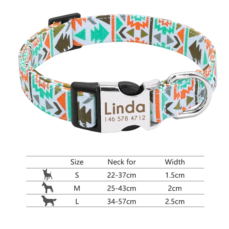 Personalized Adjustable Nylon Dog Collar with Name Buckle