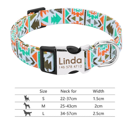 Personalized Adjustable Nylon Dog Collar with Name Buckle