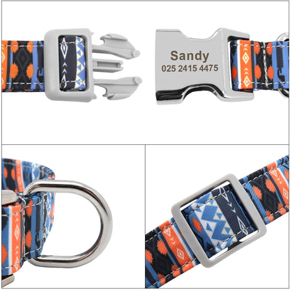 Personalized Adjustable Nylon Dog Collar with Name Buckle