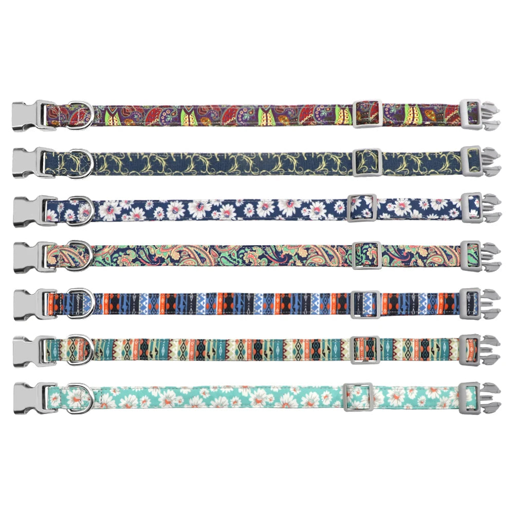 Personalized Adjustable Nylon Dog Collar with Name Buckle