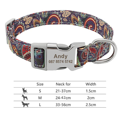 Personalized Adjustable Nylon Dog Collar with Name Buckle