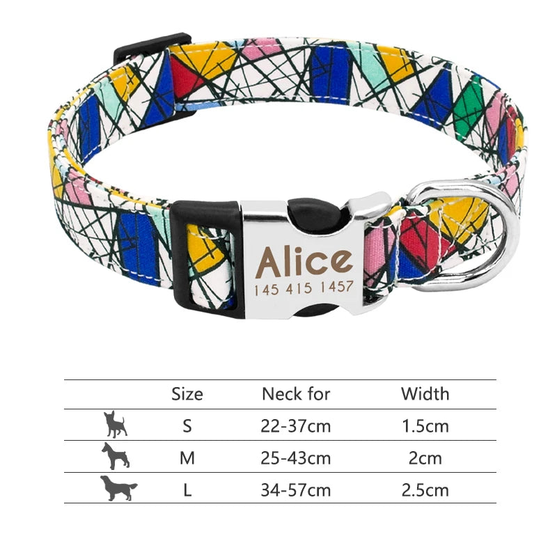 Personalized Adjustable Nylon Dog Collar with Name Buckle