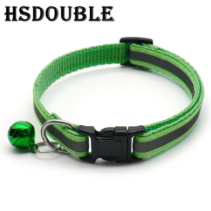 Reflective Adjustable Cat & Small Dog Collar Set with Bells (2pcs)