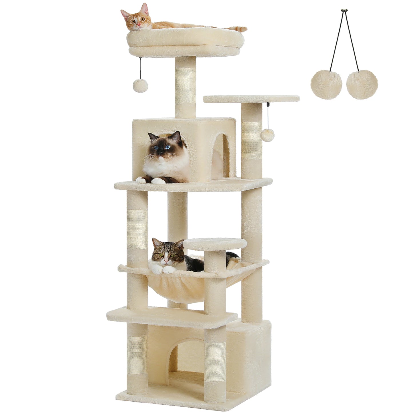 Large Cat Tree Tower with Scratching Posts Hammock and Condos