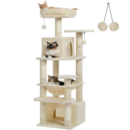 Large Cat Tree Tower with Scratching Posts Hammock and Condos