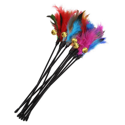 5pcs/set Colorful Feather Cat Wand Interactive Bell Teaser Toy Set