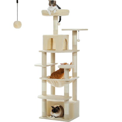 Large Cat Tree Tower with Scratching Posts Hammock and Condos