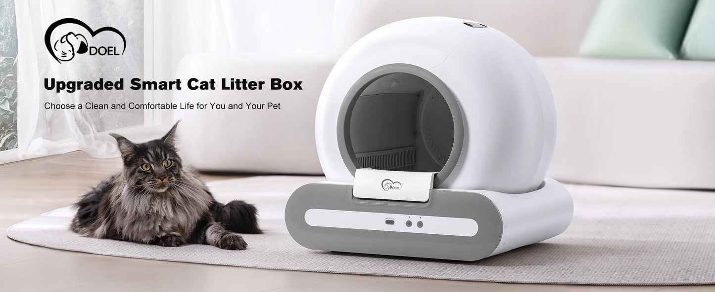 DOEL 65L Smart Self-Cleaning Cat Litter Box with App Control