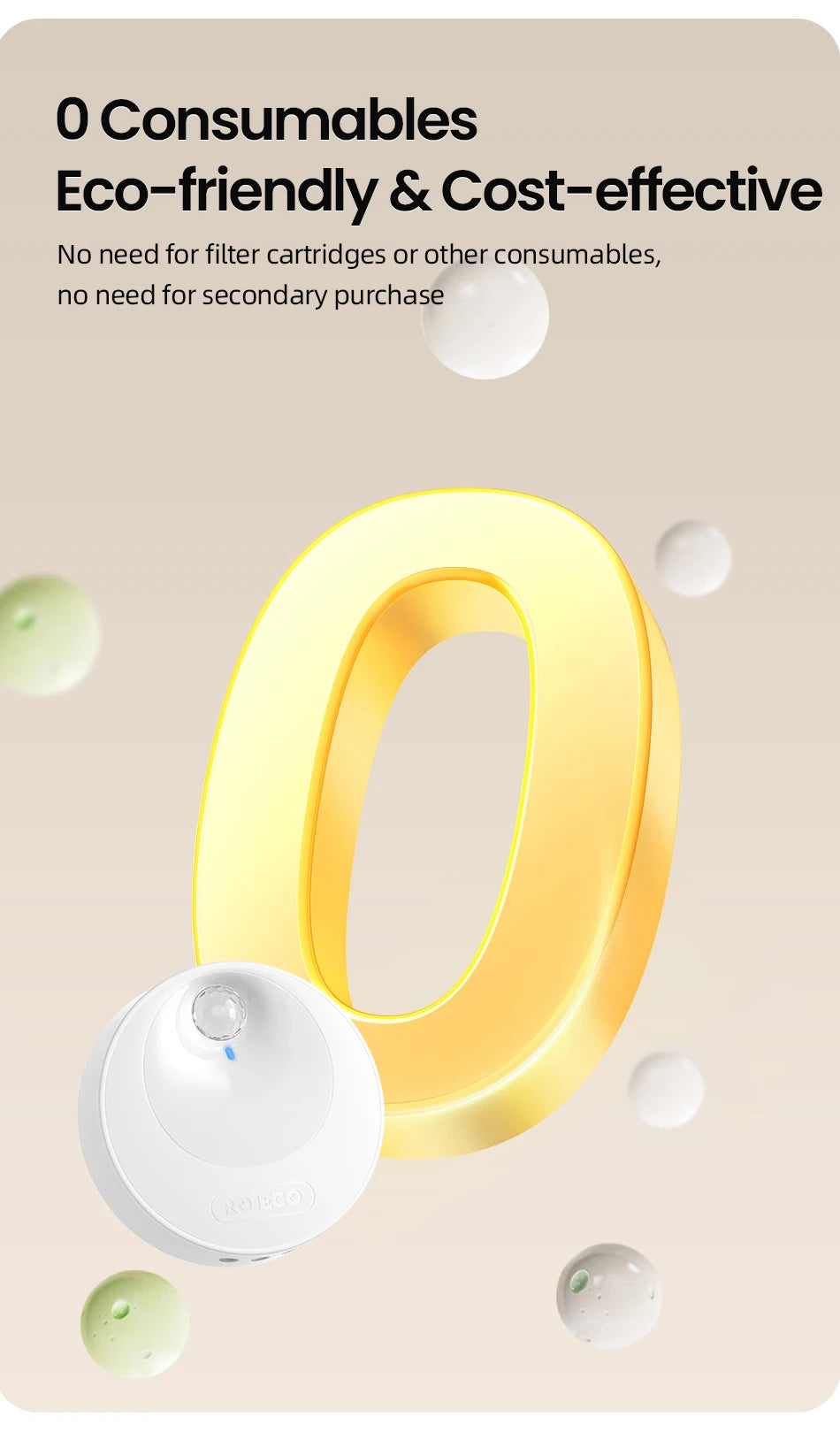 ROJECO Smart Cat Litter Deodorizer 4000mAh Odor Purifier