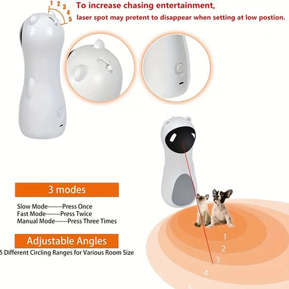 Automatic Laser Cat Toy with Spinning Laser Smart Timer USB/Battery