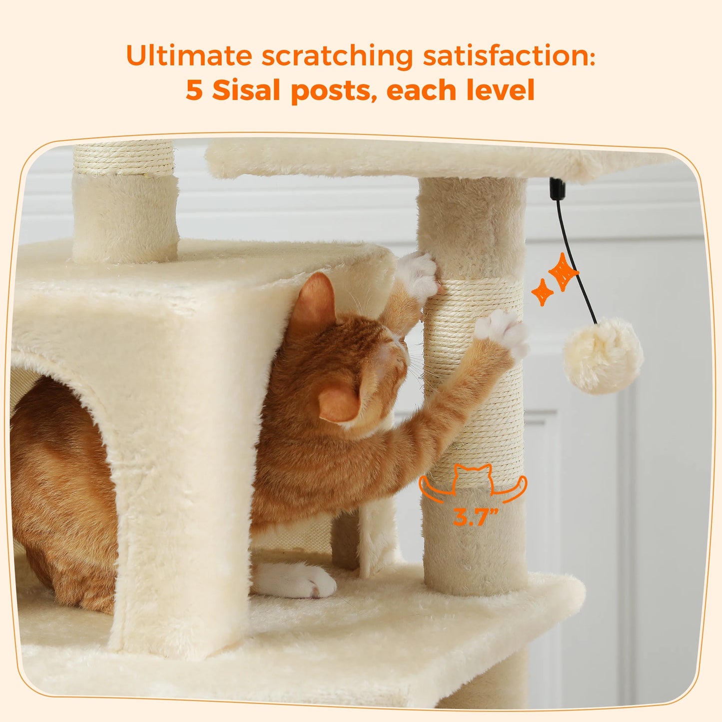 Large Cat Tree Tower with Scratching Posts Hammock and Condos