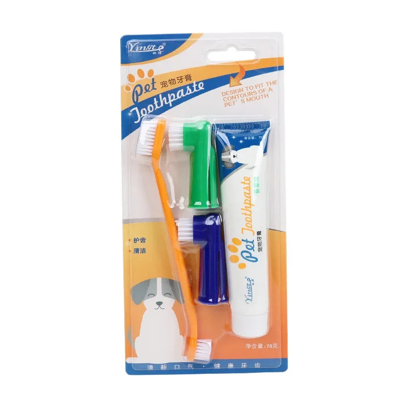 Pet Dental Care Kit Toothpaste Toothbrush & Finger Brush