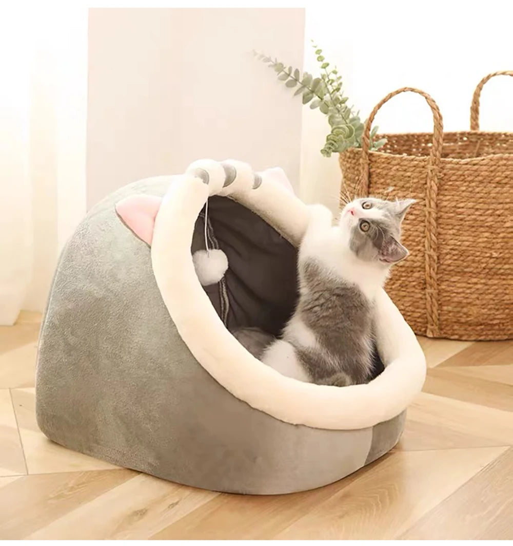 Foldable Cartoon Cat Bed Deep Sleep Pet Sleeping Cave