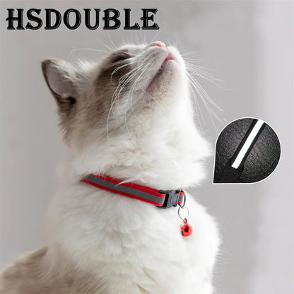 Reflective Adjustable Cat & Small Dog Collar Set with Bells (2pcs)
