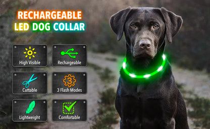 USB Rechargeable LED Dog Collar Night Safety