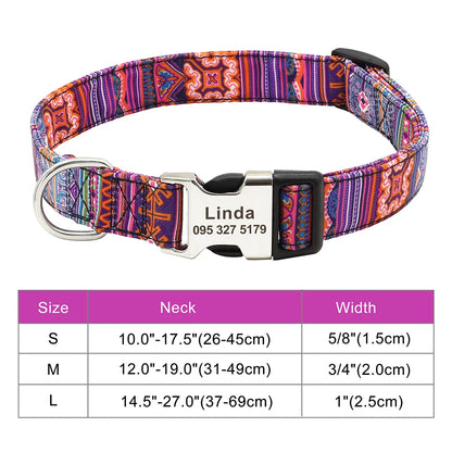 Personalized Adjustable Nylon Dog Collar with Name Buckle