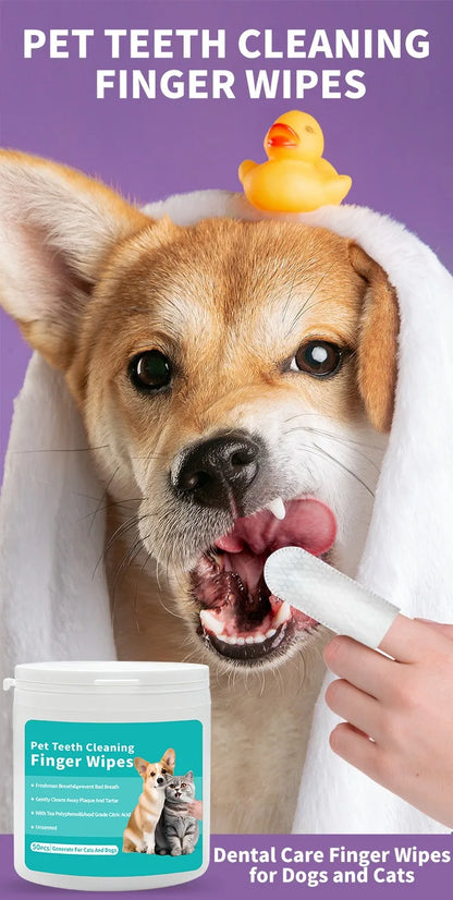 Disposable Finger Toothbrush Wipes for Dog & Cat Oral Cleaning