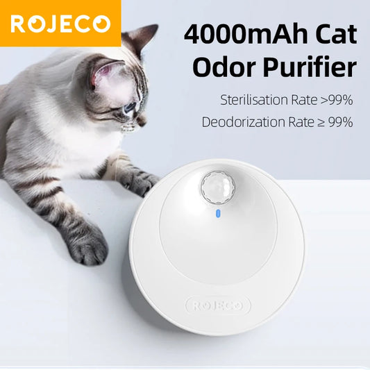 ROJECO Smart Cat Litter Deodorizer 4000mAh Odor Purifier