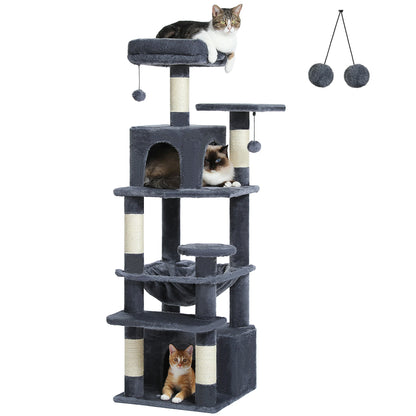 Large Cat Tree Tower with Scratching Posts Hammock and Condos