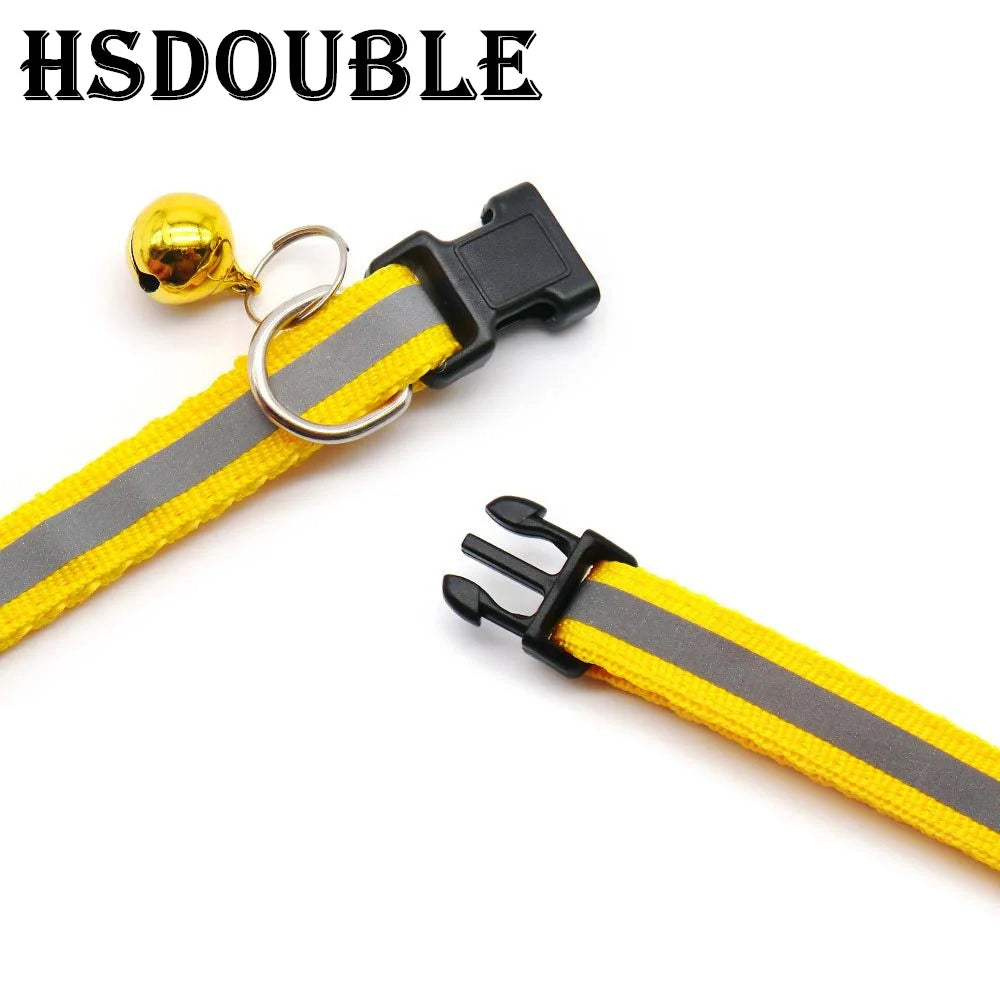 Reflective Adjustable Cat & Small Dog Collar Set with Bells (2pcs)