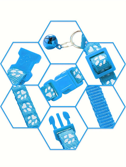 Colorful Adjustable Cat Collar with Bell