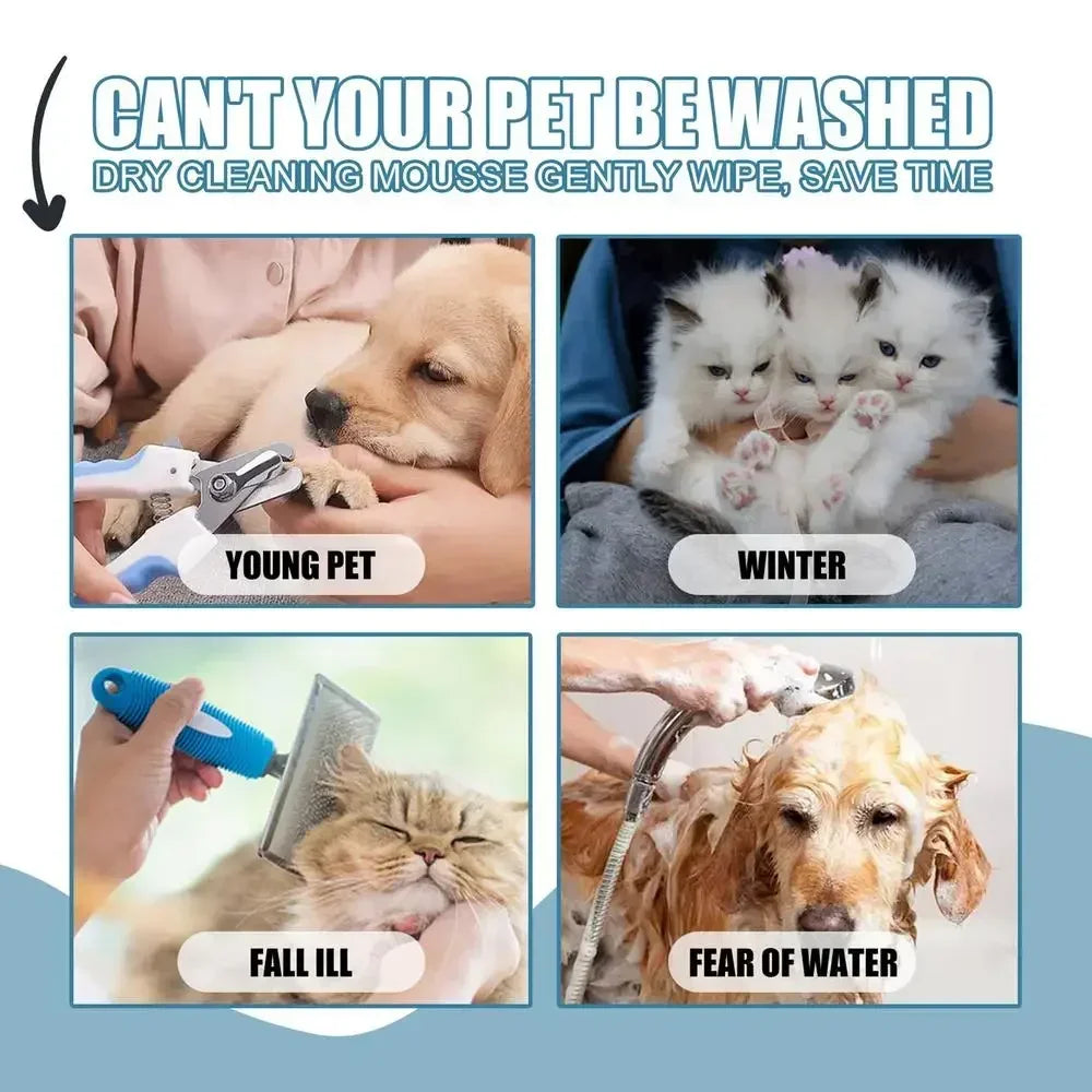 Waterless Pet Shampoo Foam No Rinse Cleaning