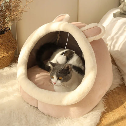 Foldable Cartoon Cat Bed Deep Sleep Pet Sleeping Cave
