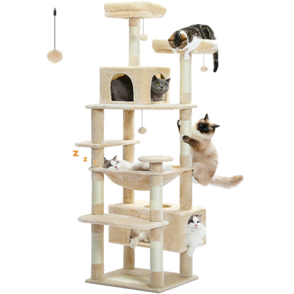 Large Cat Tree Tower with Scratching Posts Hammock and Condos