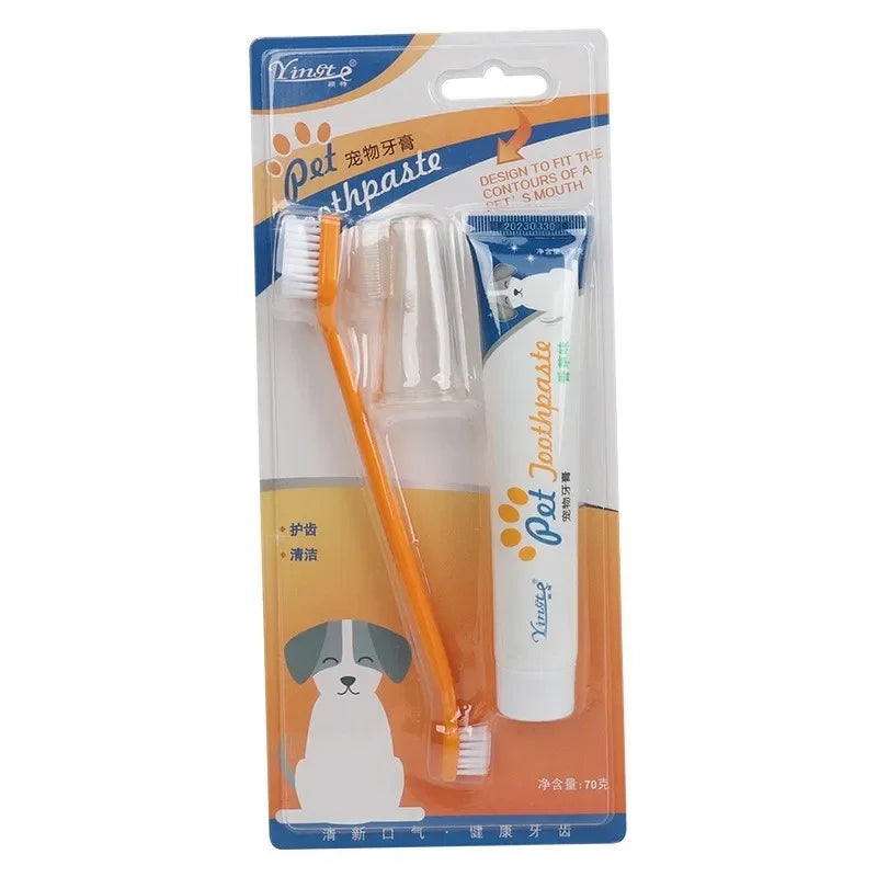 Pet Dental Care Kit Toothpaste Toothbrush & Finger Brush