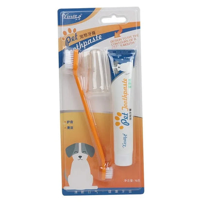 Pet Dental Care Kit Toothpaste Toothbrush & Finger Brush