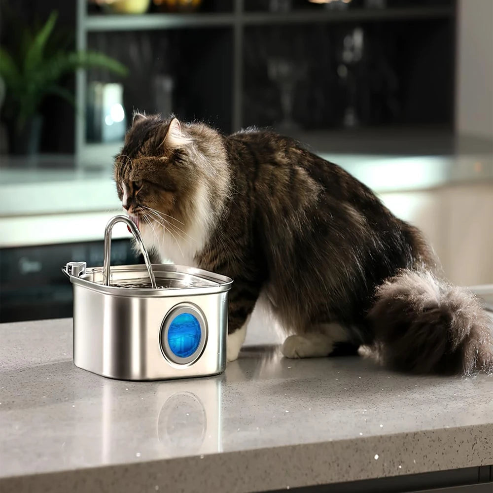 3.2L Stainless Steel Automatic Pet Water Feeder with Visual Window