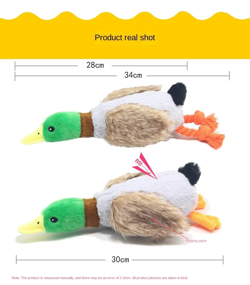 Plush Duck Squeaky Dog Chew Toy with Rope