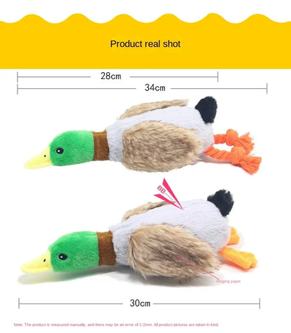 Plush Duck Squeaky Dog Chew Toy with Rope