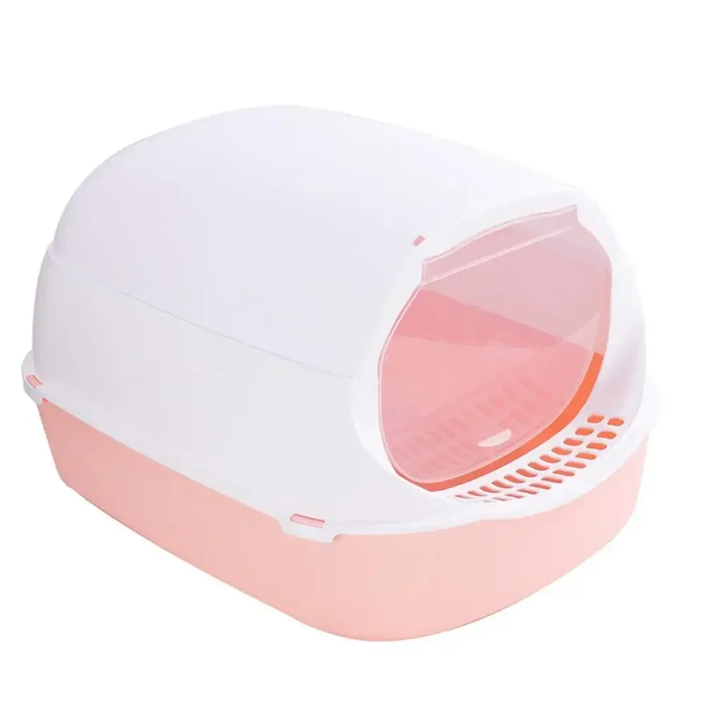 Semi-Enclosed Cat Litter Box Splash-Proof Tray