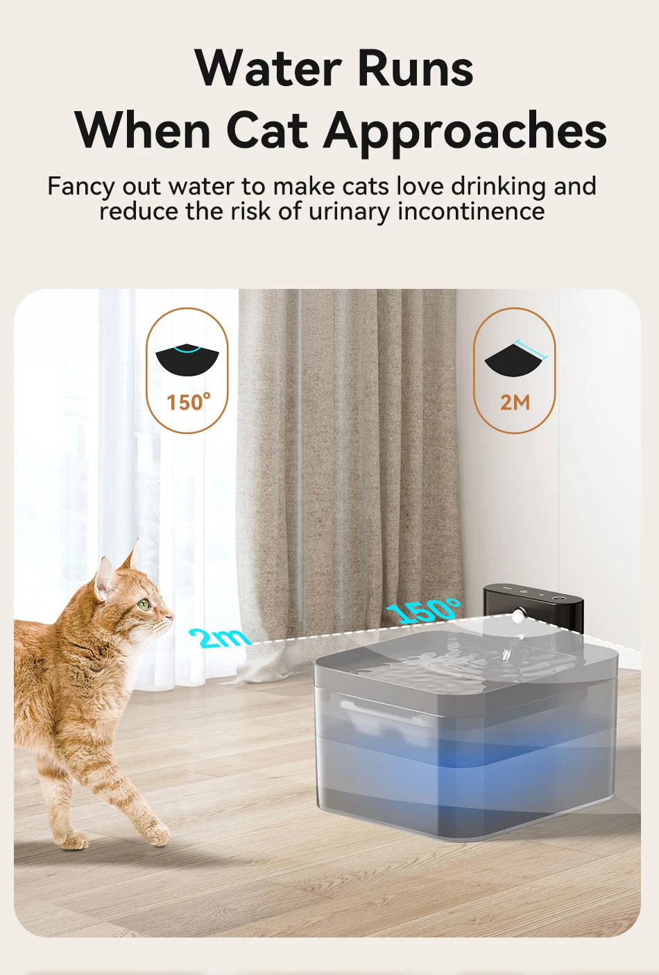 ROJECO Wireless Automatic Cat Water Fountain