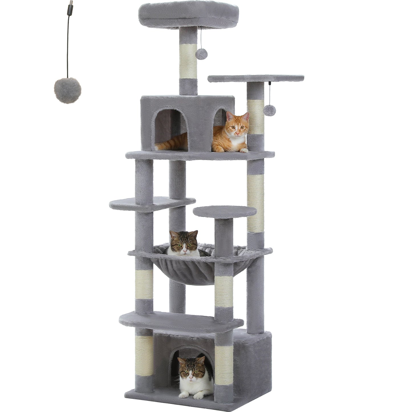 Large Cat Tree Tower with Scratching Posts Hammock and Condos
