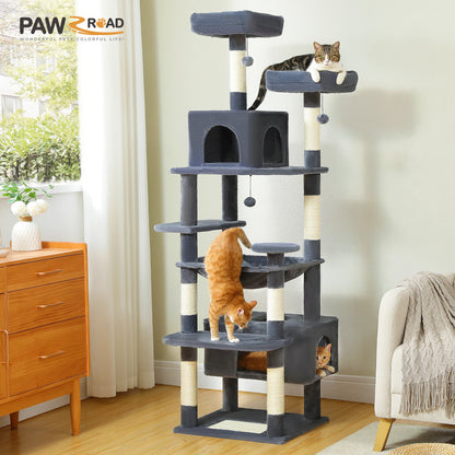 Large Cat Tree Tower with Scratching Posts Hammock and Condos