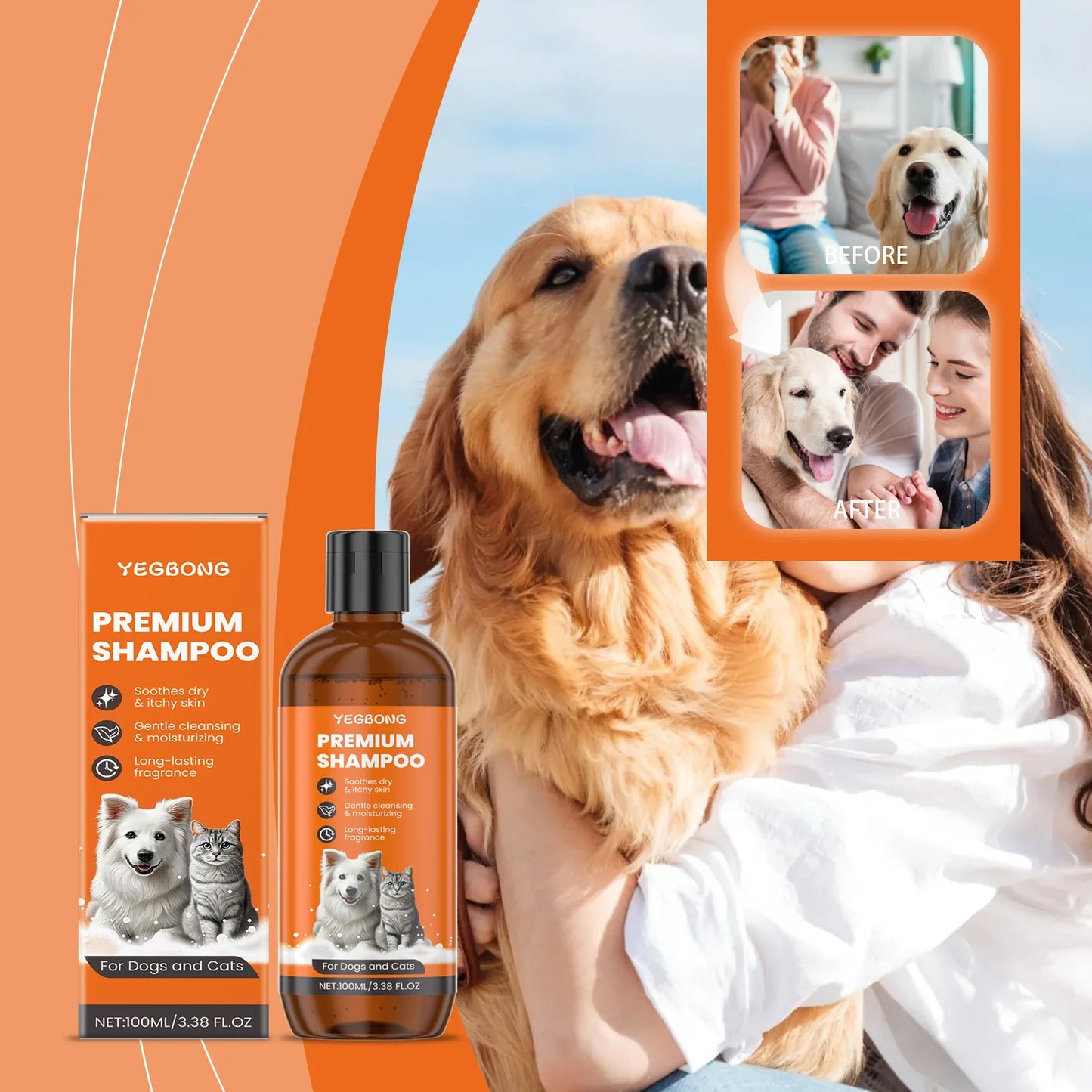 Natural Pet Shampoo for Dogs & Cats Coconut Oil Formula
