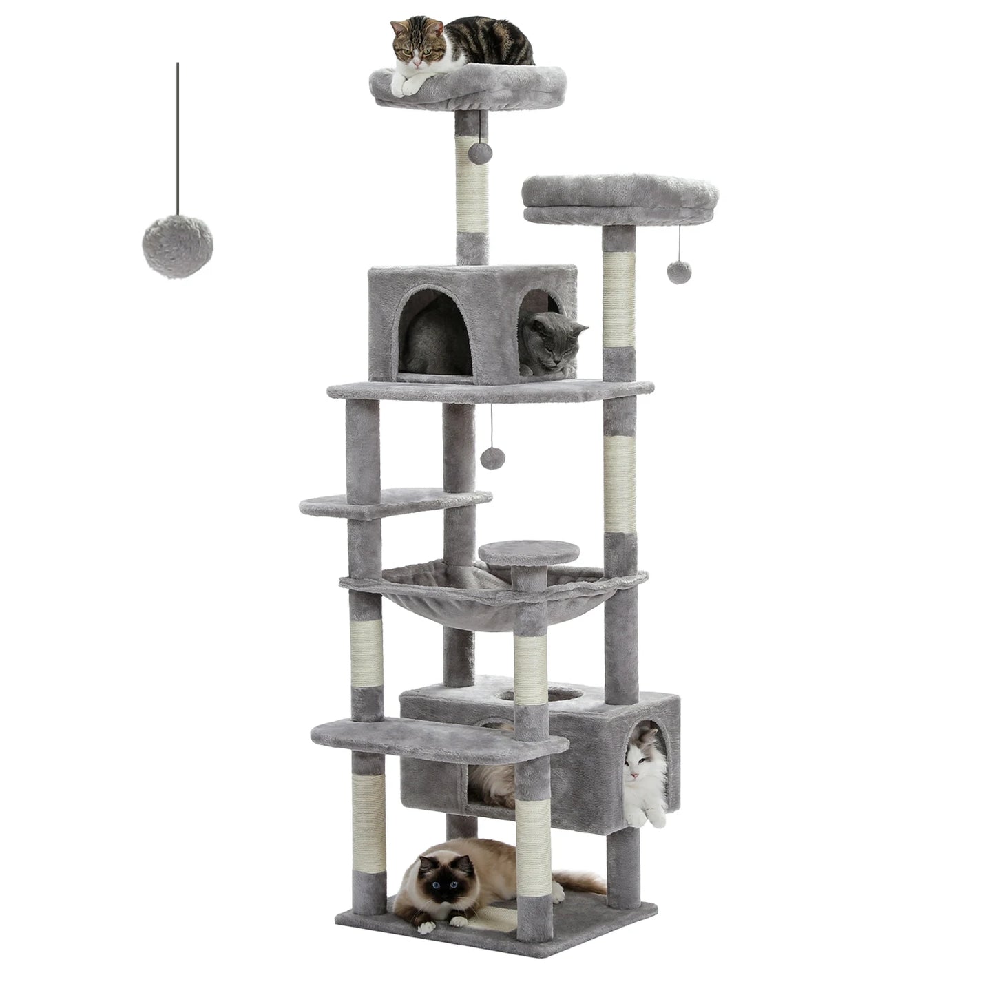 Large Cat Tree Tower with Scratching Posts Hammock and Condos
