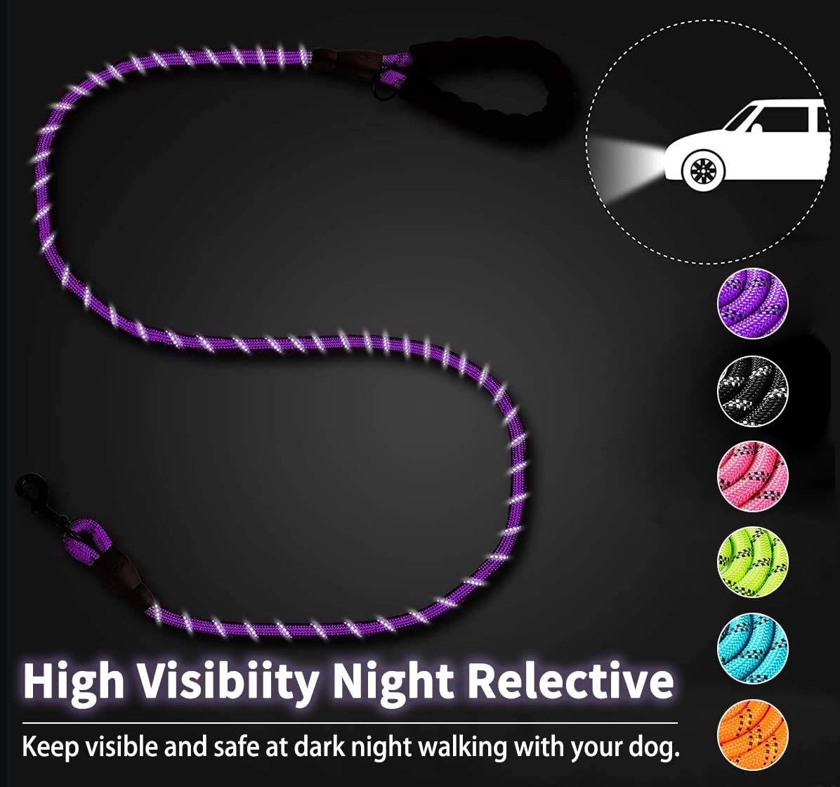 Heavy-Duty Reflective Dog Leash for Large Dogs