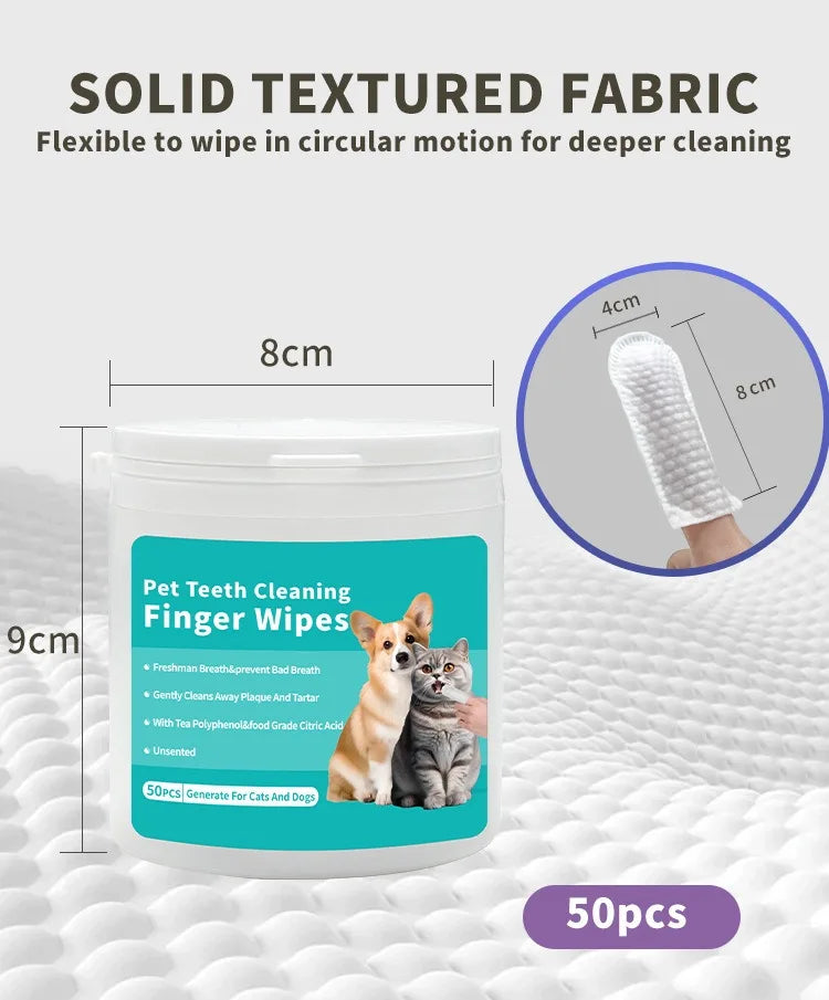 Disposable Finger Toothbrush Wipes for Dog & Cat Oral Cleaning