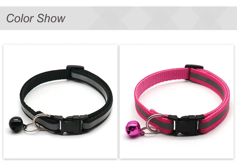 Reflective Adjustable Cat & Small Dog Collar Set with Bells (2pcs)